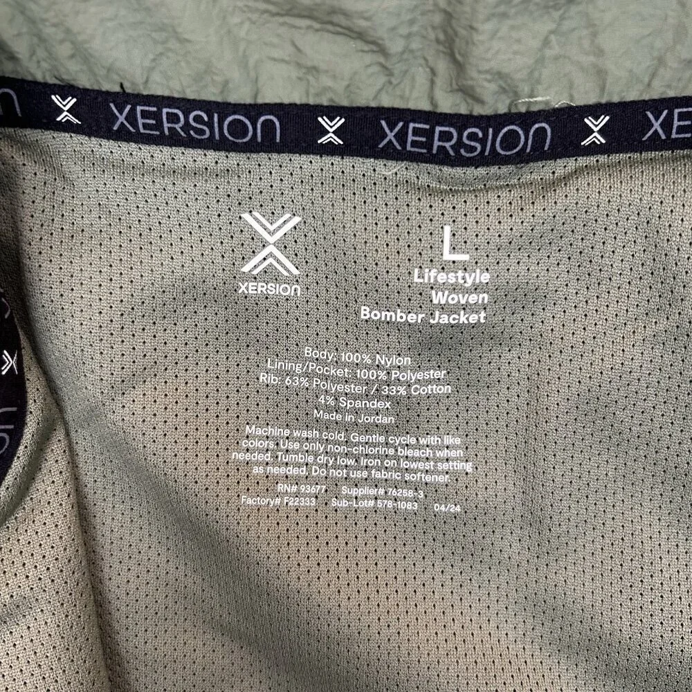 Xersion Men's Bomber Jacket Size L Green Full Zip Track Pockets Woven NWT $55